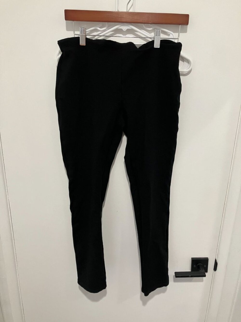 Eileen Fisher Black Faux Suede Pull On Cropped Leggings Skinny Pants Small